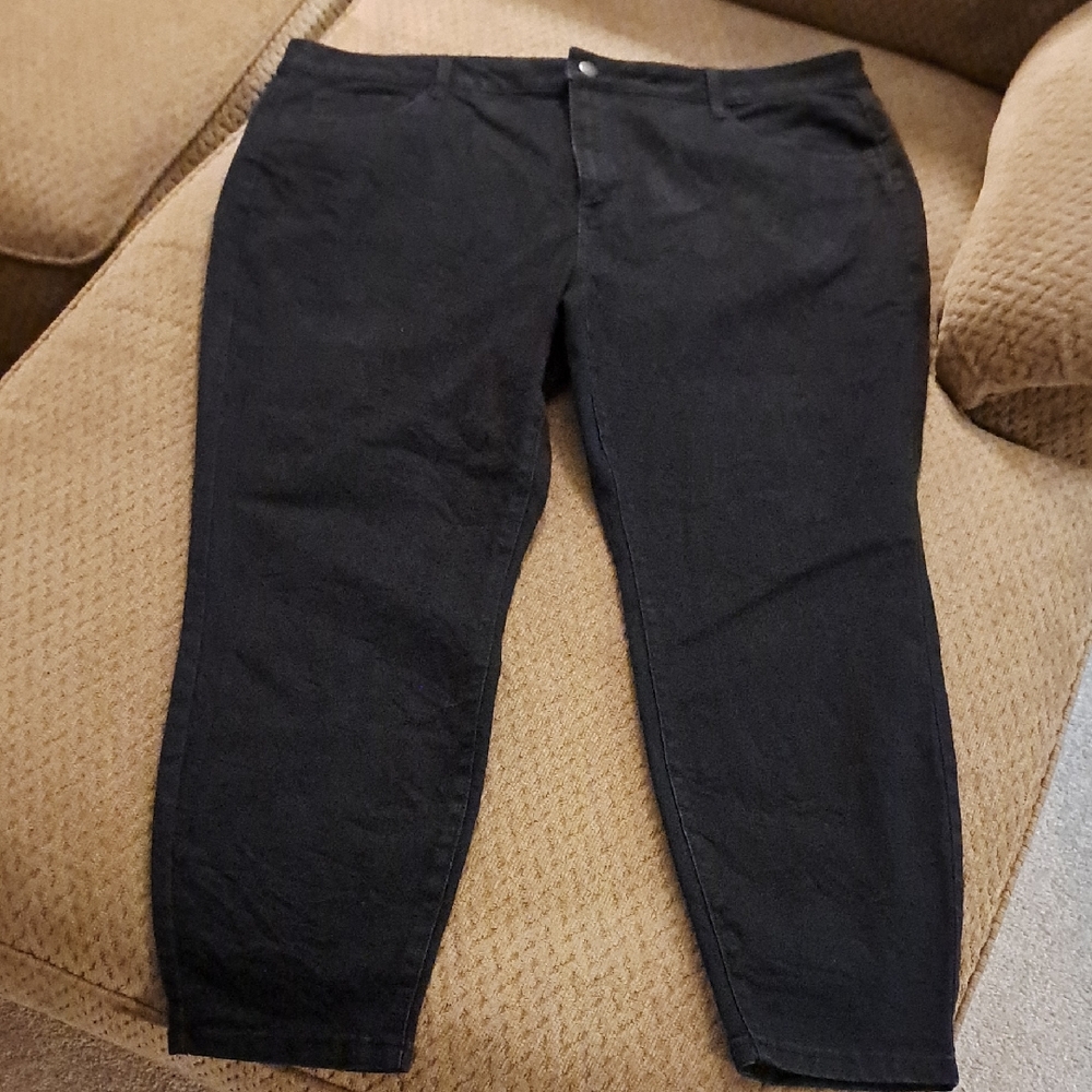 Evri Womens Black Straight Leg Jeans Size: 22W